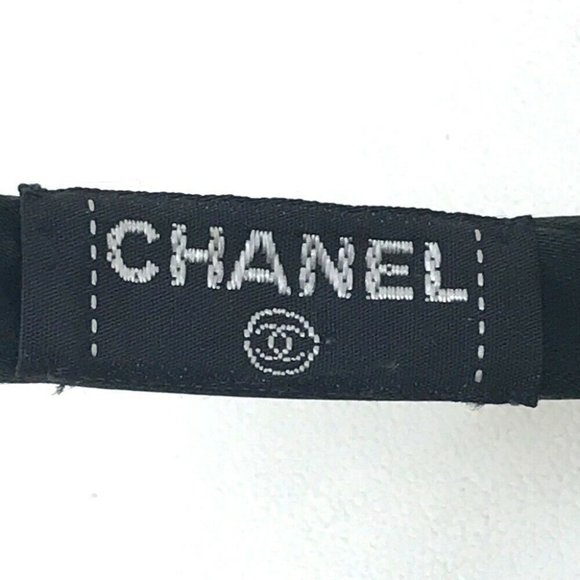 CHANEL Ribbon Hair Accessory Head Band Satin Black x Dark Green main image 5